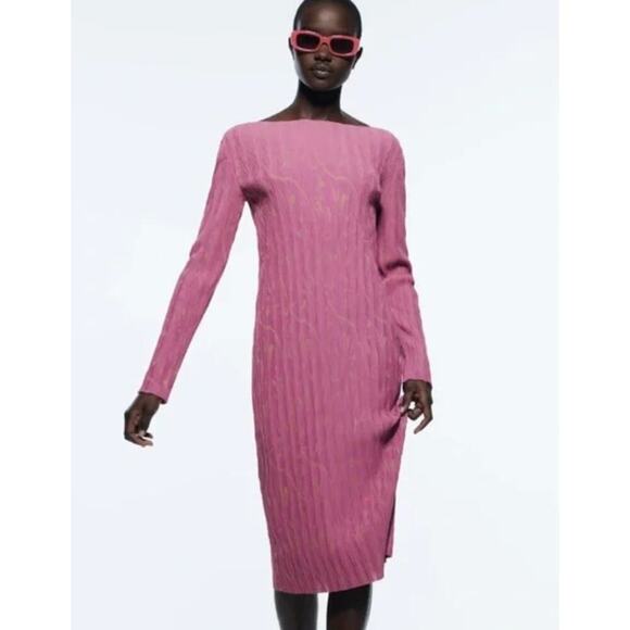 Zara JACQUARD MIDI DRESS NWOT; Women's Medium - Picture 1 of 7